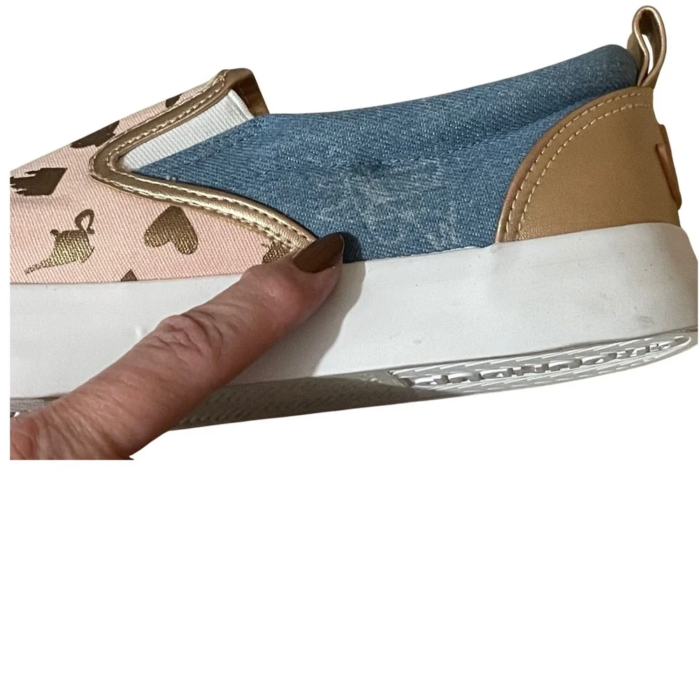Disney Princess Ground Up Slip On Sneakers Womens Cinderella Pink Blue Size‎ 8